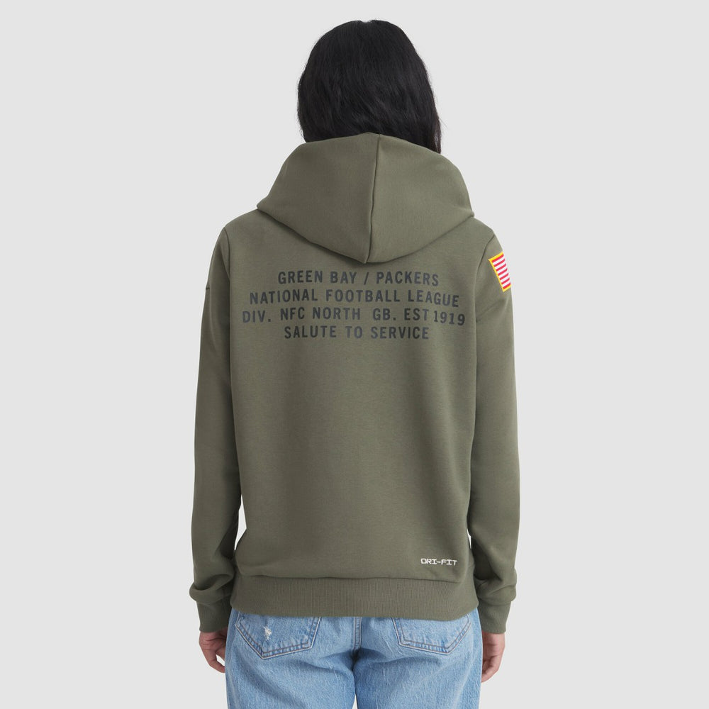 Green Bay Packers Women's 2025 Salute to Service Sideline Standard Issue Dri-FIT Hoodie - Olive discount