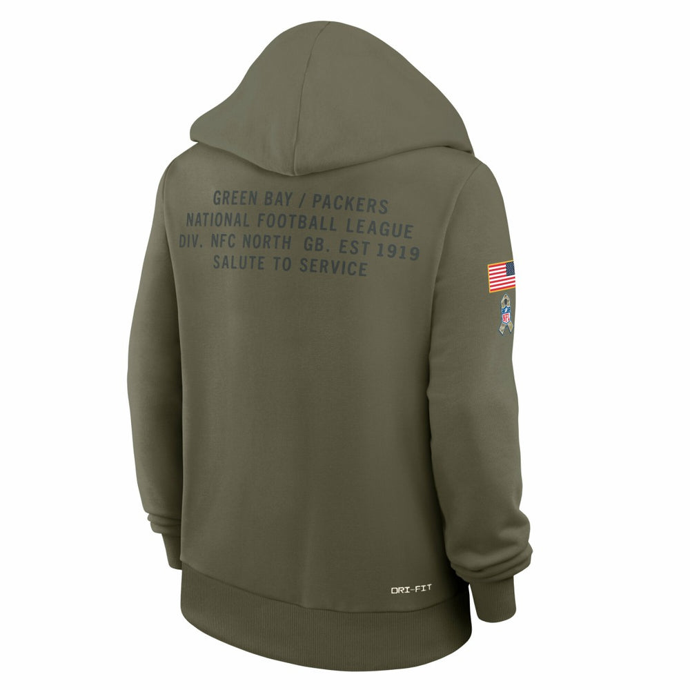 Green Bay Packers Women's 2025 Salute to Service Sideline Standard Issue Dri-FIT Hoodie - Olive discount