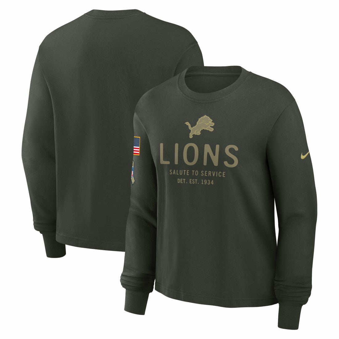 Detroit Lions Women's 2025 Salute to Service Sideline Dri-FIT Long Sleeve T-Shirt - Dark Green online
