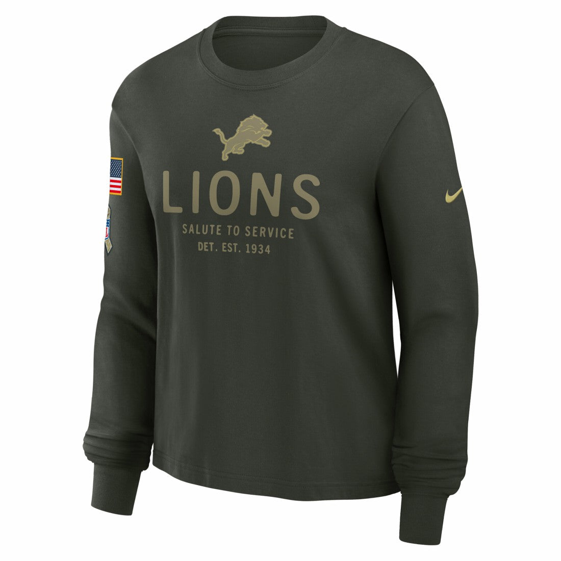Detroit Lions Women's 2025 Salute to Service Sideline Dri-FIT Long Sleeve T-Shirt - Dark Green online