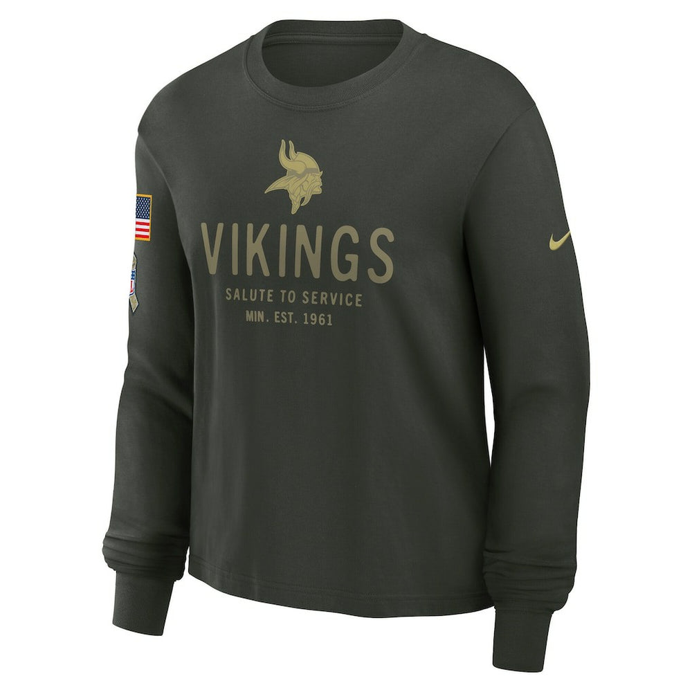 Minnesota Vikings Women's 2025 Salute to Service Sideline Dri-FIT Long Sleeve T-Shirt - Dark Green on sale