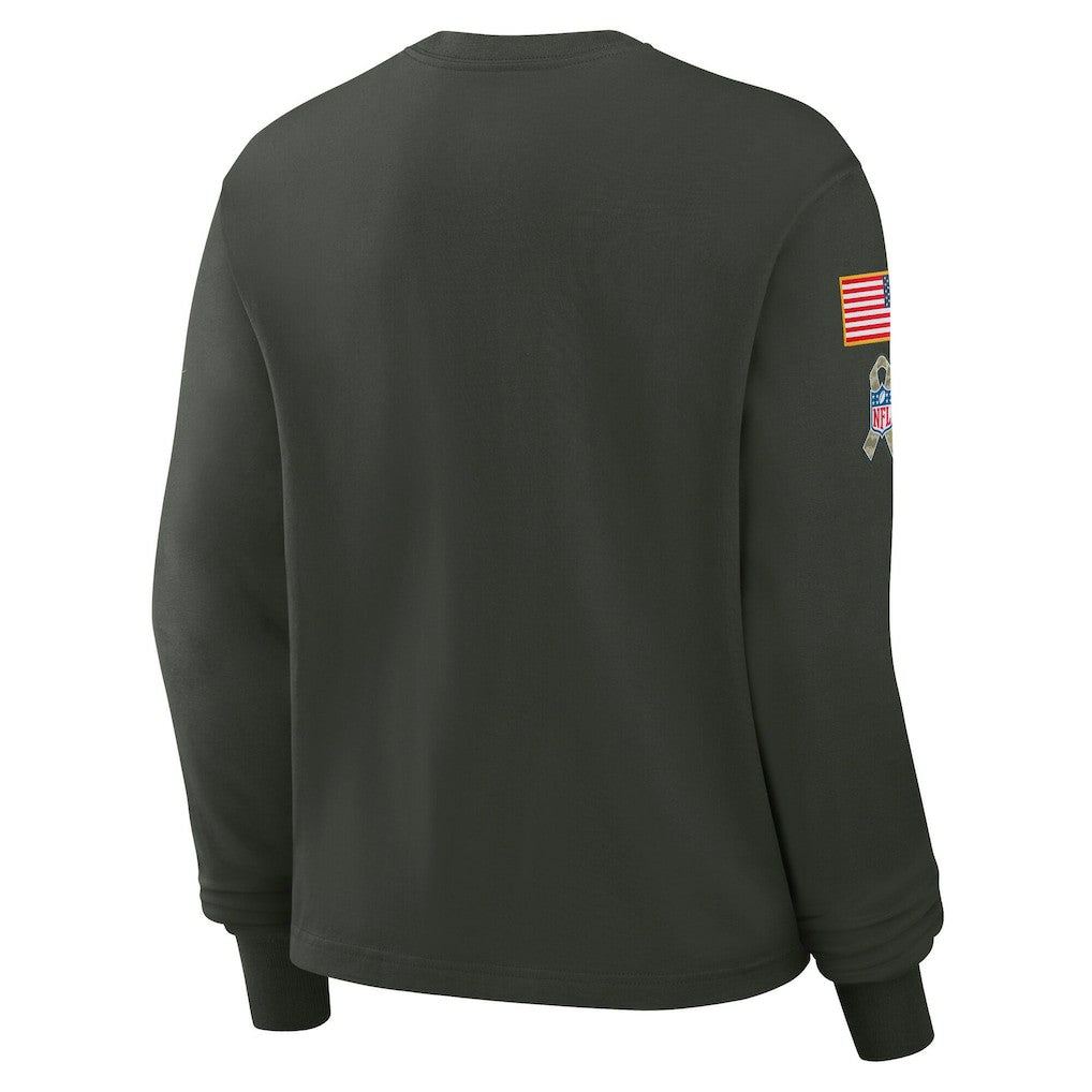 Minnesota Vikings Women's 2025 Salute to Service Sideline Dri-FIT Long Sleeve T-Shirt - Dark Green on sale