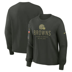 Cleveland Browns Women's 2025 Salute to Service Sideline Dri-FIT Long Sleeve T-Shirt - Dark Green on sale