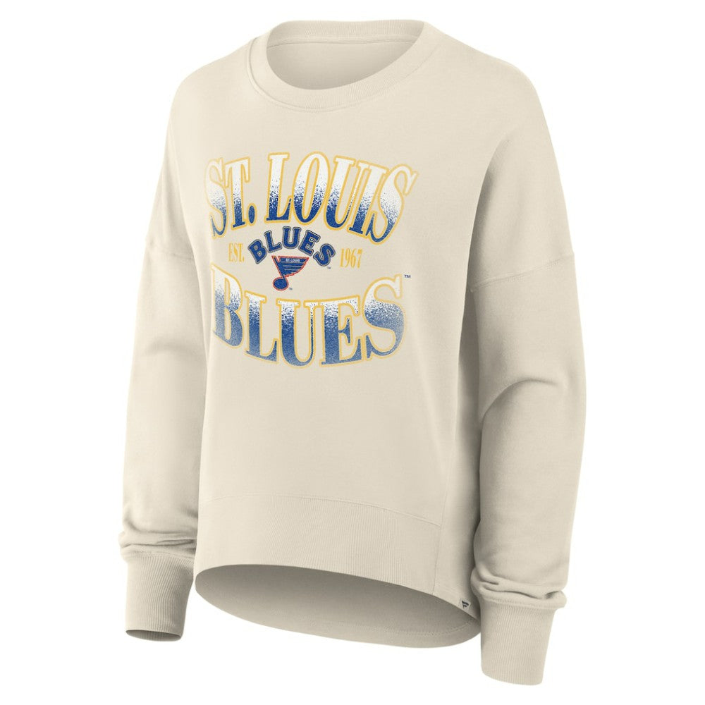 St. Louis Blues Fanatics Women's Oversized Vintage Slice Pullover Sweatshirt - Cream Sweatshirts