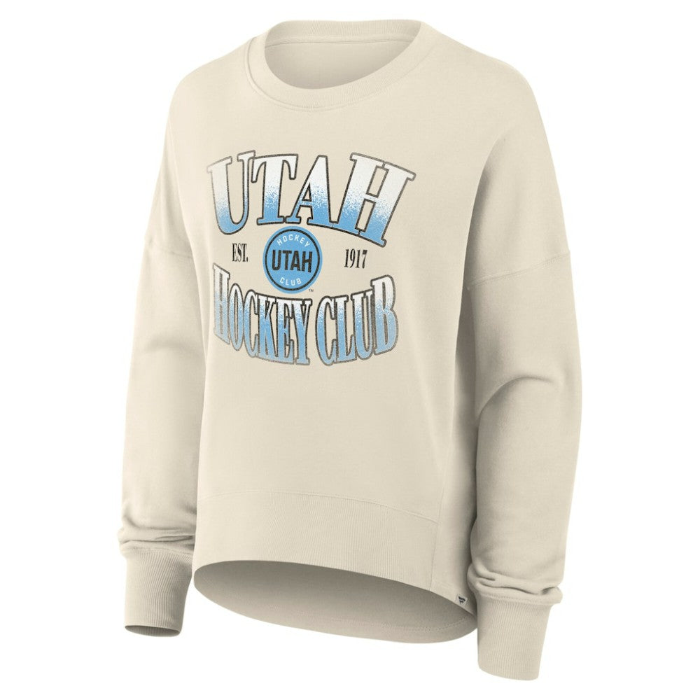 Utah Hockey Club Fanatics Women's Oversized Slice Pullover Sweatshirt - Cream Sweatshirts