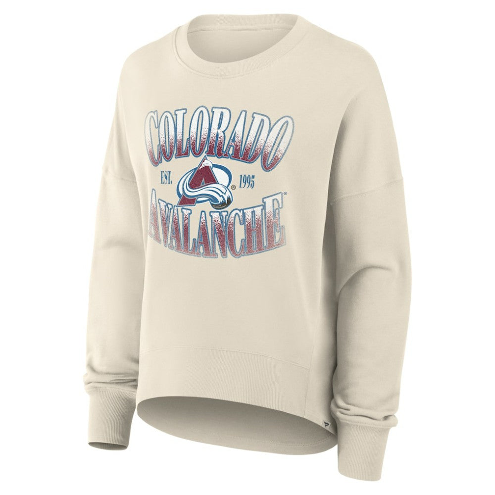 Colorado Avalanche Fanatics Women's Oversized Slice Pullover Sweatshirt - Cream Sweatshirts