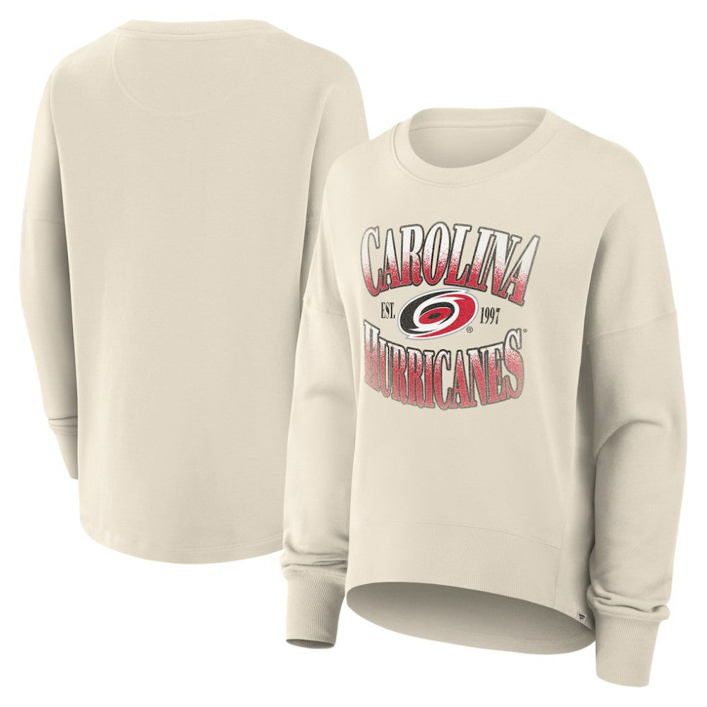 Carolina Hurricanes Fanatics Women's Oversized Slice Pullover Sweatshirt - Cream Sweatshirts