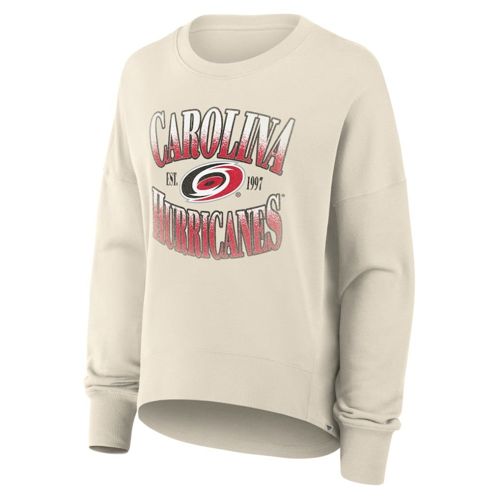 Carolina Hurricanes Fanatics Women's Oversized Slice Pullover Sweatshirt - Cream Sweatshirts