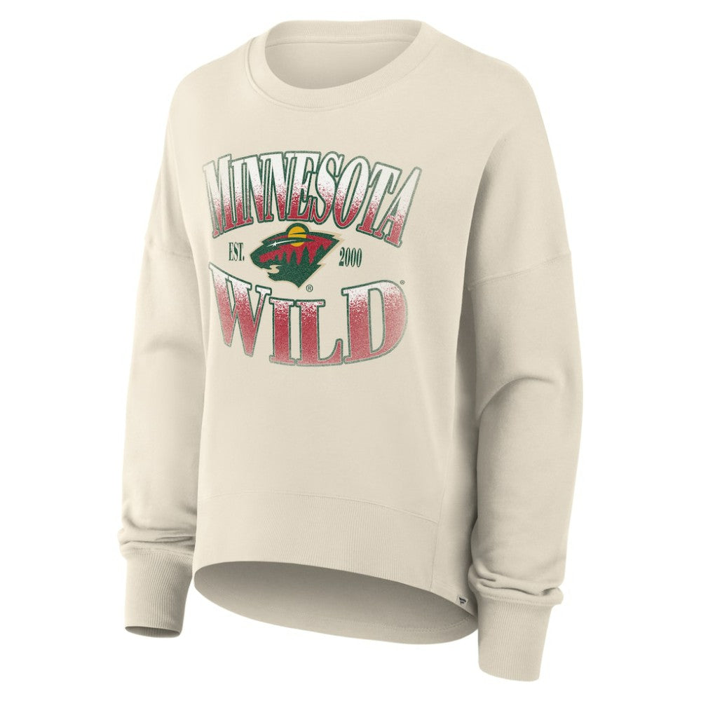 Minnesota Wild Fanatics Women's Oversized Slice Pullover Sweatshirt - Cream Sweatshirts
