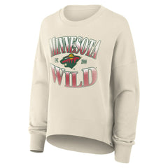 Minnesota Wild Fanatics Women's Oversized Slice Pullover Sweatshirt - Cream Sweatshirts