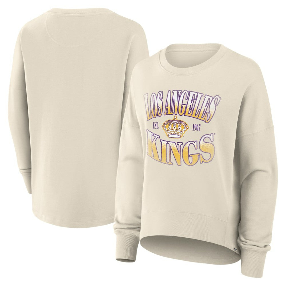 Los Angeles Kings Fanatics Women's Oversized Vintage Slice Pullover Sweatshirt - Cream Sweatshirts