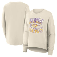 Los Angeles Kings Fanatics Women's Oversized Vintage Slice Pullover Sweatshirt - Cream Sweatshirts