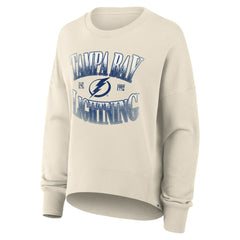 Tampa Bay Lightning Fanatics Women's Oversized Slice Pullover Sweatshirt - Cream Sweatshirts
