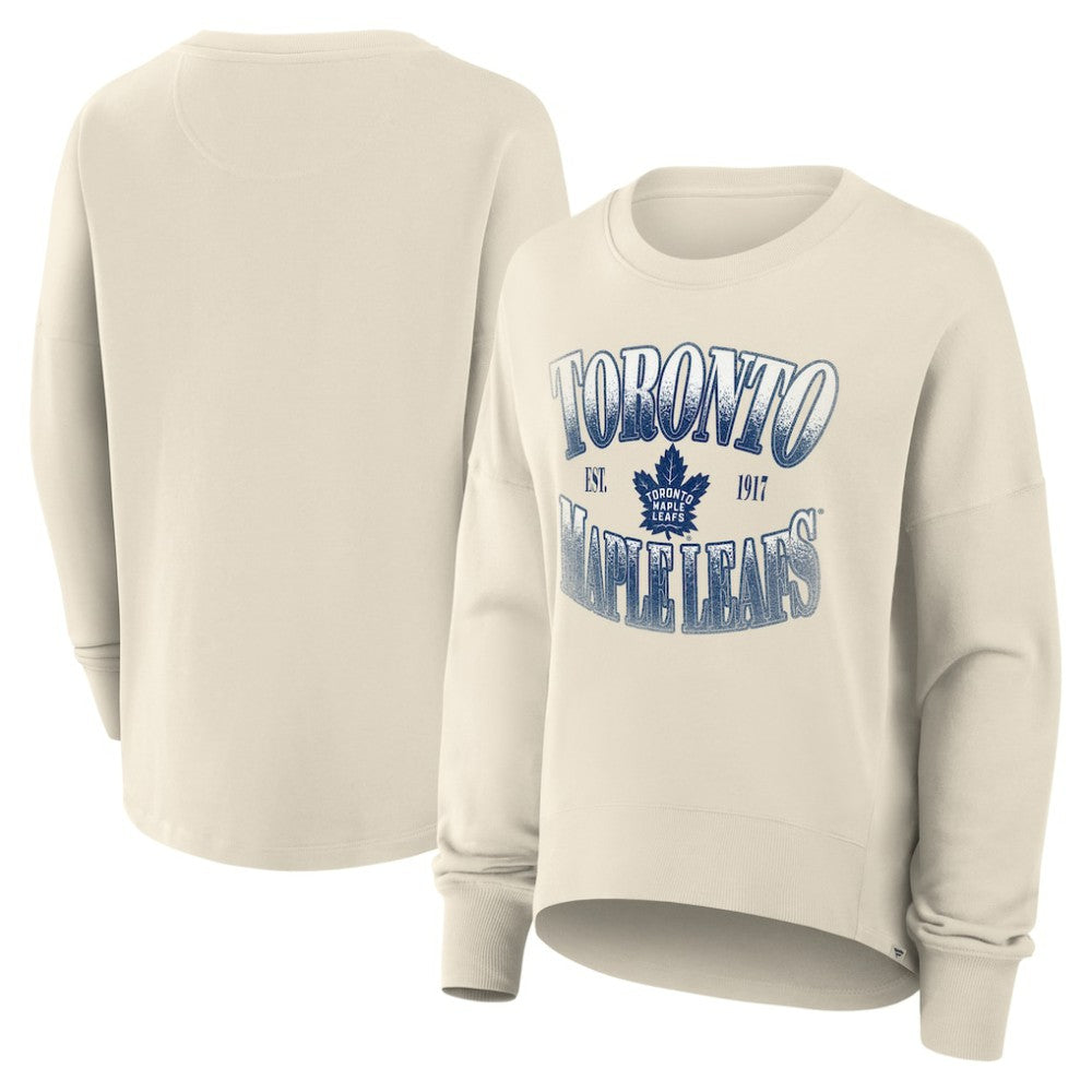 Toronto Maple Leafs Fanatics Women's Oversized Slice Pullover Sweatshirt - Cream Sweatshirts