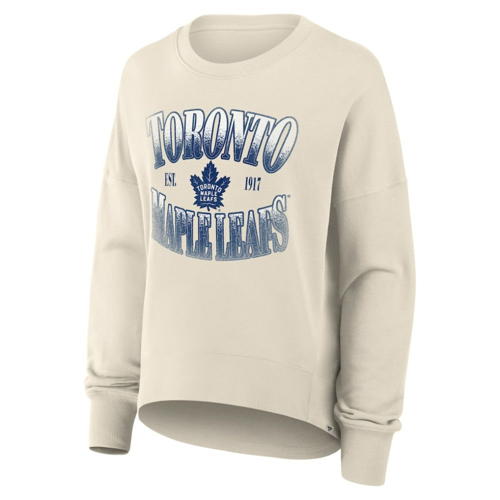 Toronto Maple Leafs Fanatics Women's Oversized Slice Pullover Sweatshirt - Cream Sweatshirts