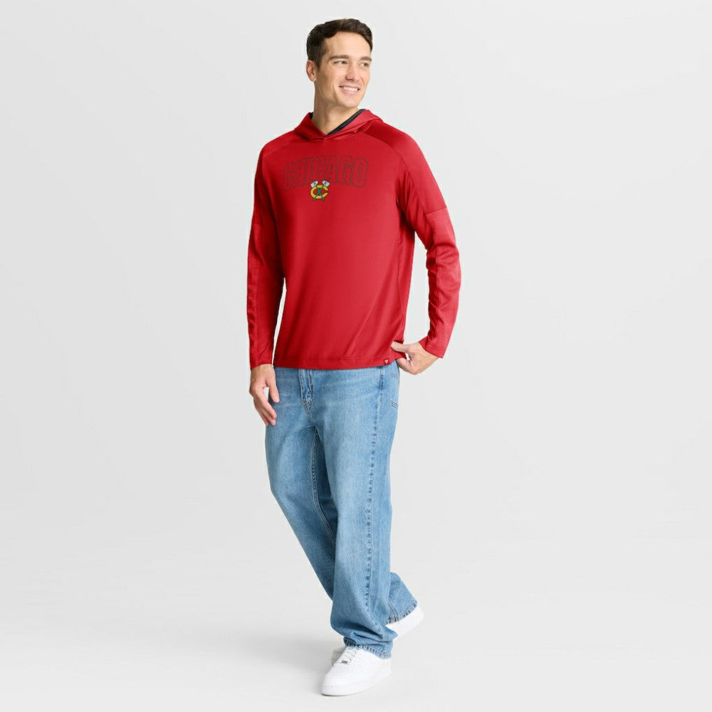 Chicago Blackhawks Fanatics Penalty Shot Long Sleeve Hoodie T-Shirt - Red T-shirts