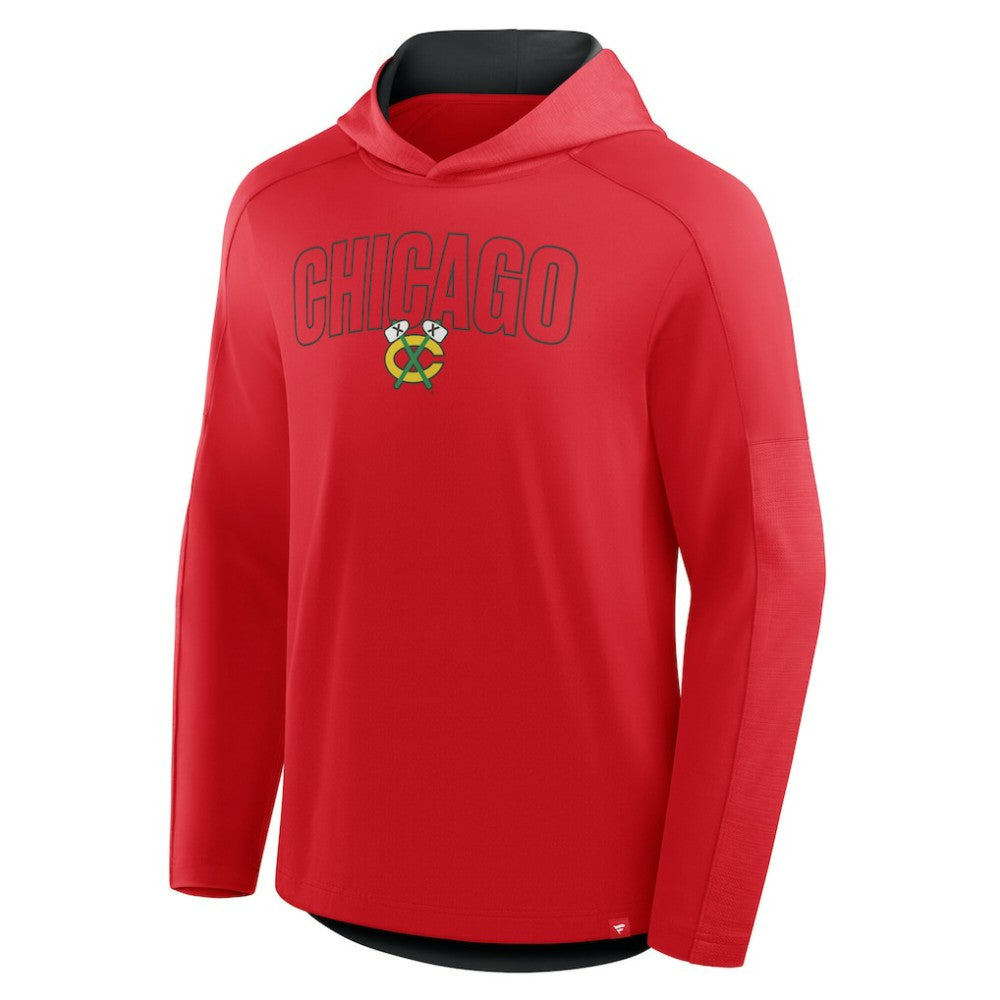 Chicago Blackhawks Fanatics Penalty Shot Long Sleeve Hoodie T-Shirt - Red T-shirts
