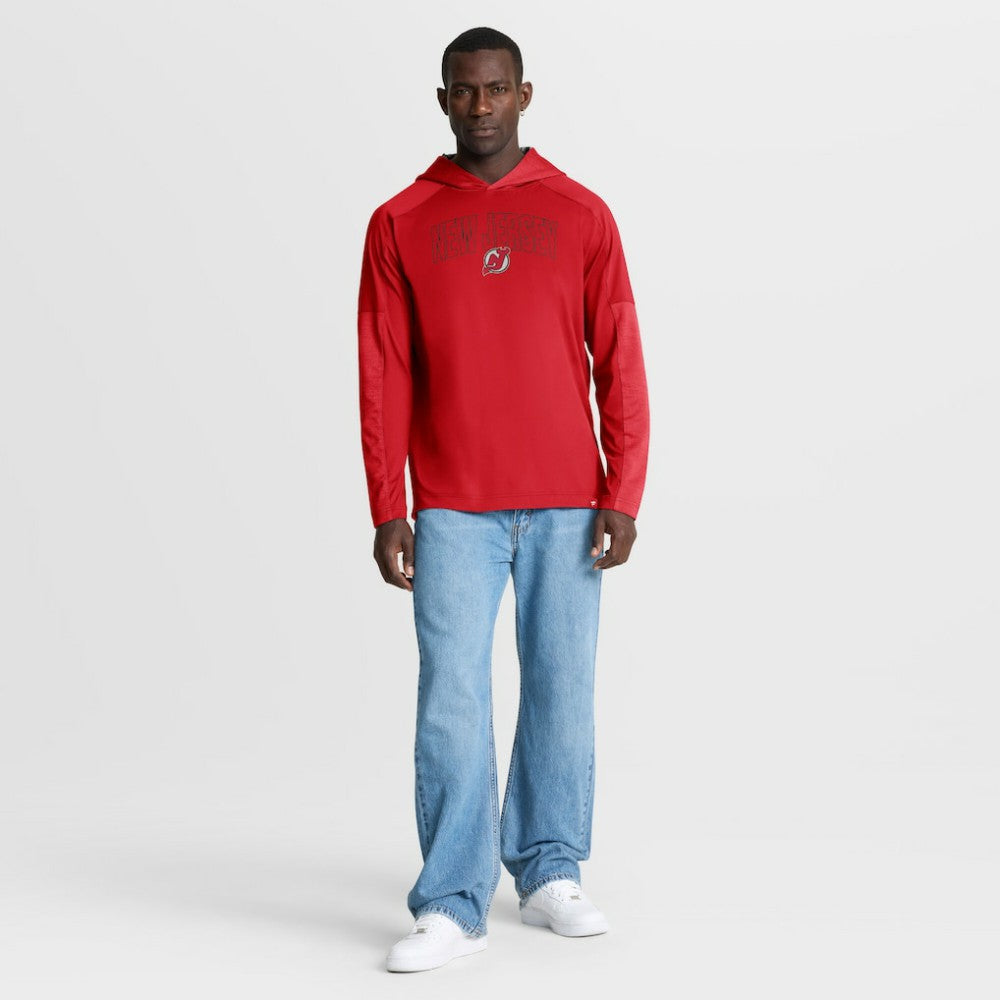 New Jersey Devils Fanatics Penalty Shot Long Sleeve Hoodie T-Shirt - Red T-shirts