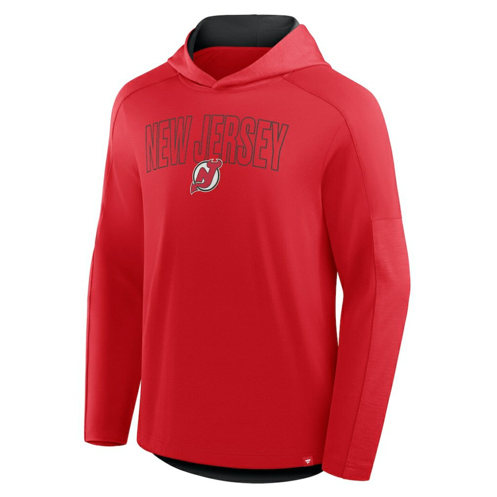 New Jersey Devils Fanatics Penalty Shot Long Sleeve Hoodie T-Shirt - Red T-shirts
