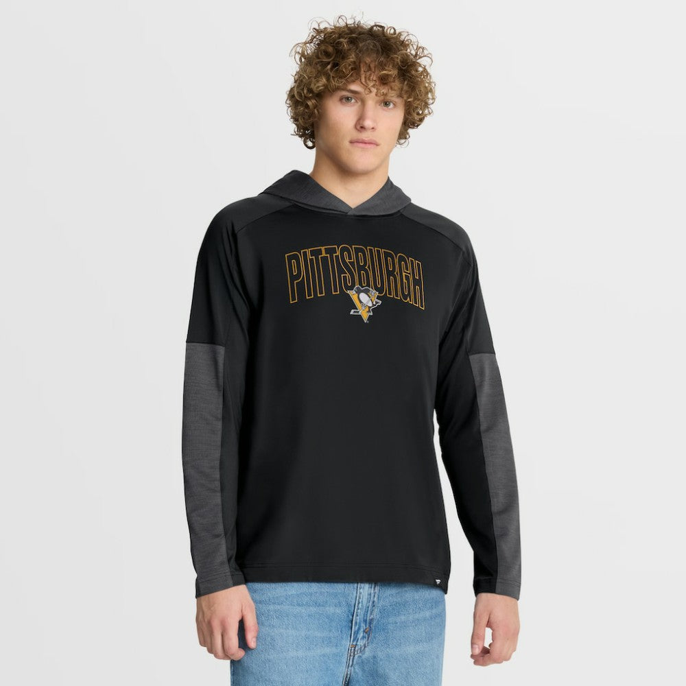 Pittsburgh Penguins Fanatics Penalty Shot Long Sleeve Hoodie T-Shirt - Black T-shirts