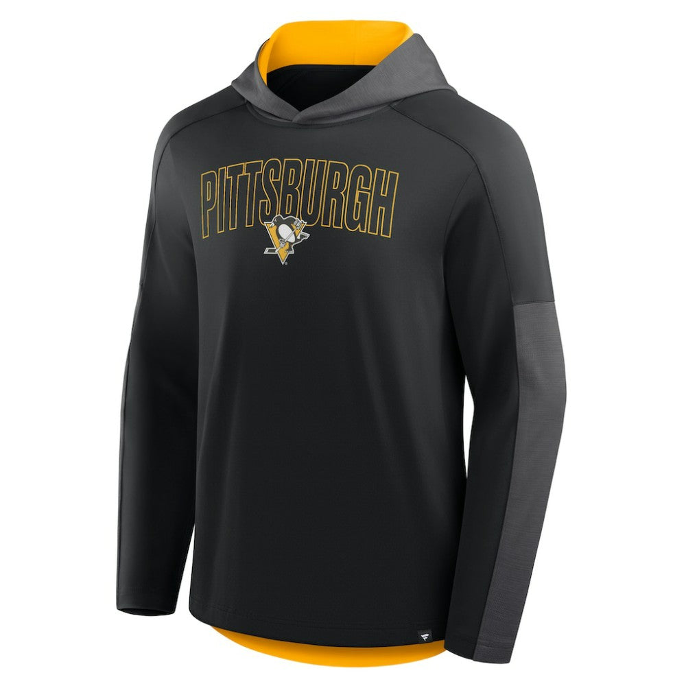 Pittsburgh Penguins Fanatics Penalty Shot Long Sleeve Hoodie T-Shirt - Black T-shirts
