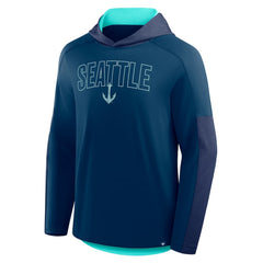 Seattle Kraken Fanatics Penalty Shot Long Sleeve Hoodie T-Shirt - Deep Sea Blue T-shirts