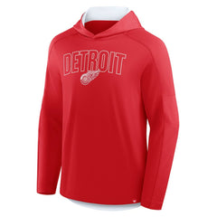Detroit Red Wings Fanatics Penalty Shot Long Sleeve Hoodie T-Shirt - Red T-shirts