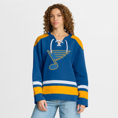 St. Louis Blues Fanatics Women's Icing Long Sleeve Lace Up Sweatshirt - Blue Sweatshirts