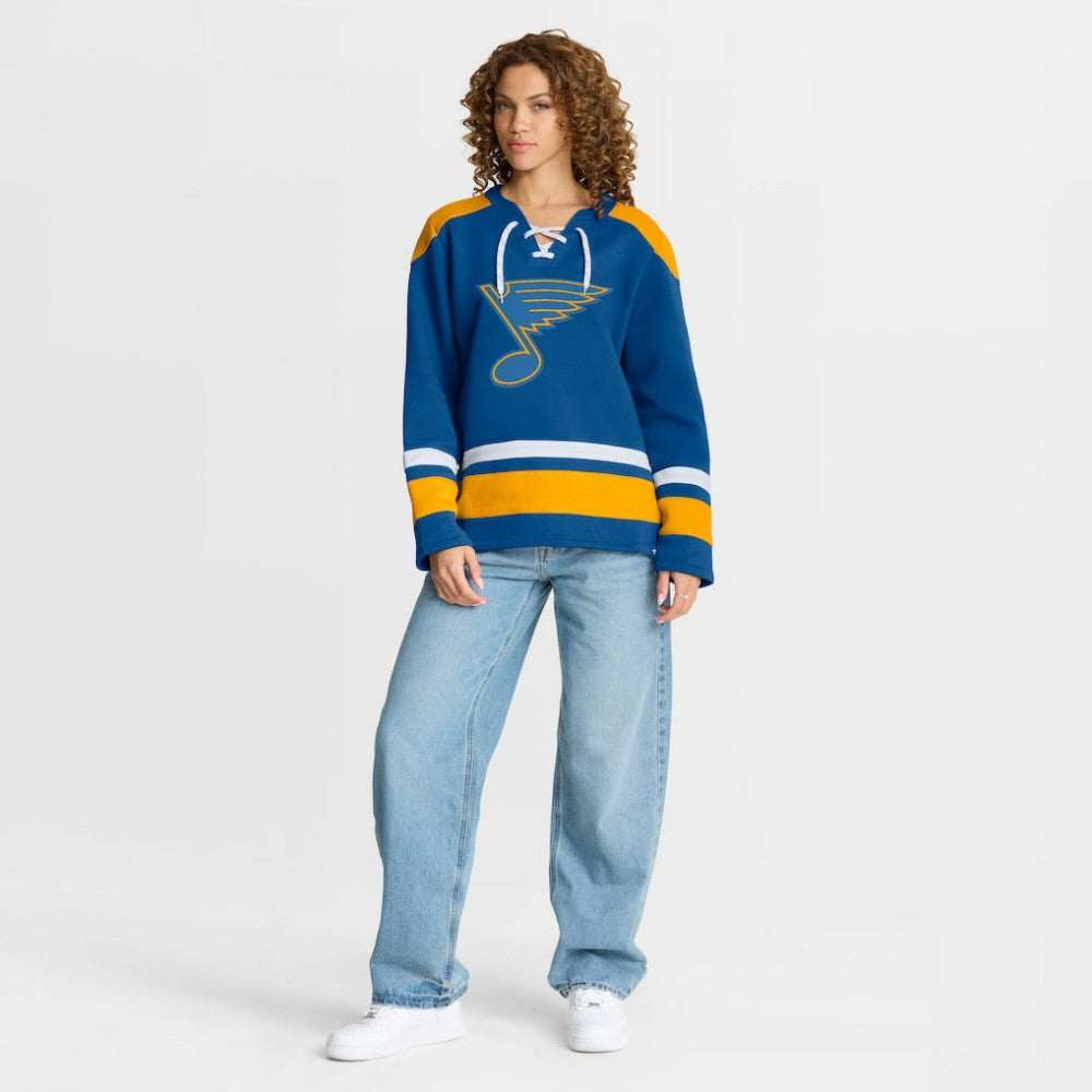 St. Louis Blues Fanatics Women's Icing Long Sleeve Lace Up Sweatshirt - Blue Sweatshirts