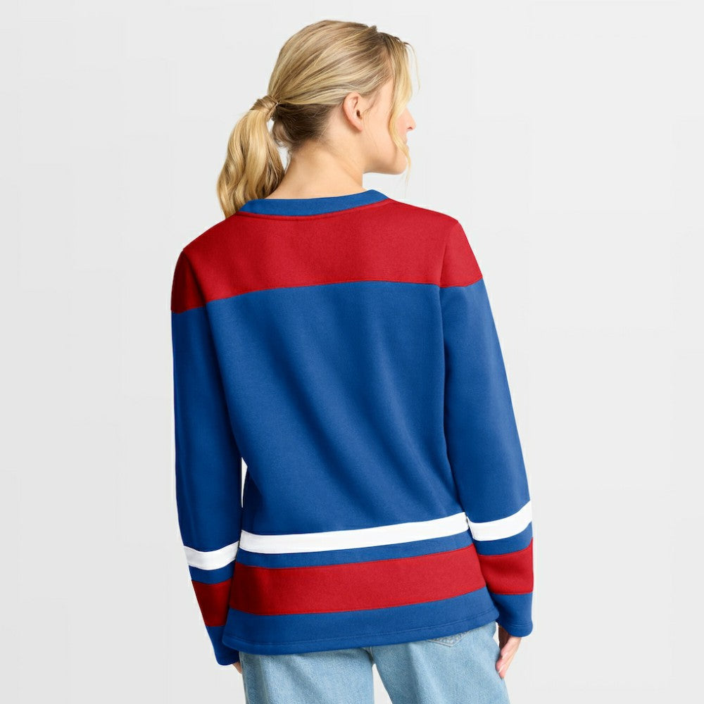 New York Rangers Fanatics Women's Icing Long Sleeve Lace Up Sweatshirt - Blue Sweatshirts