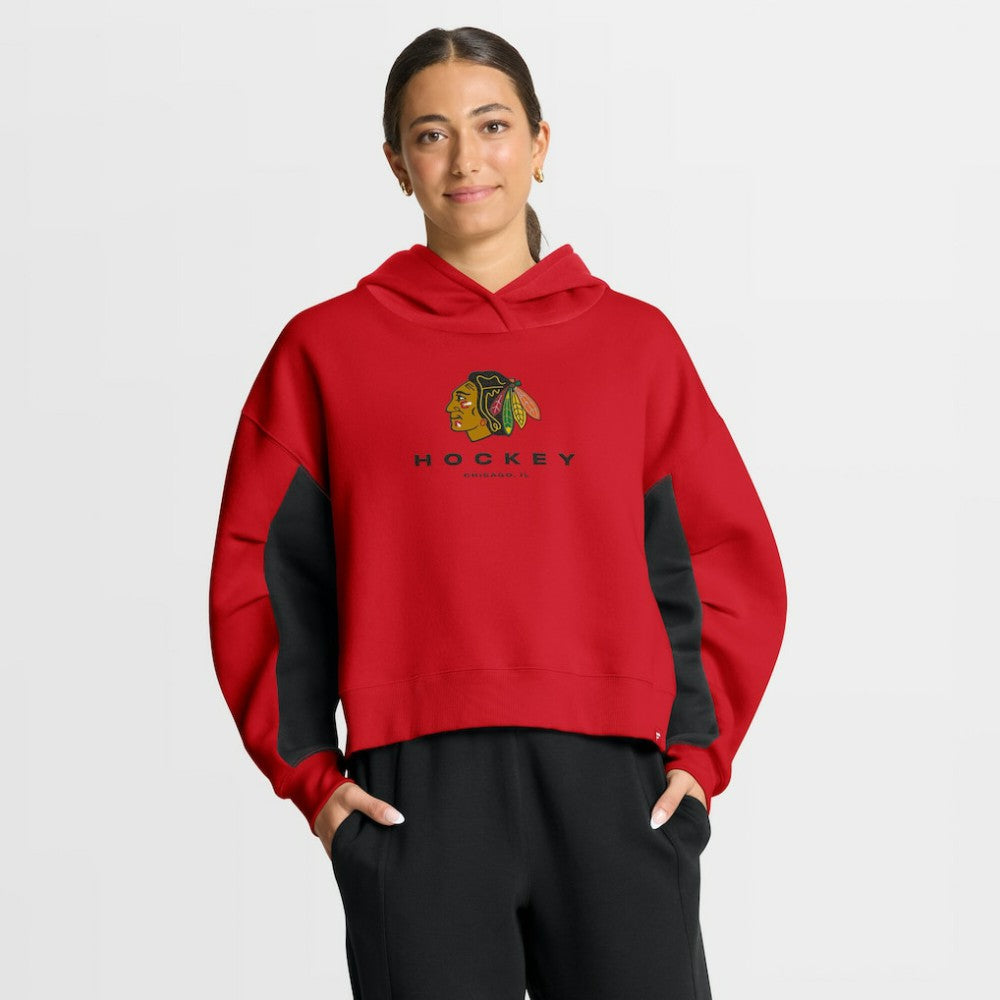 Chicago Blackhawks Fanatics Women's Back Check Boxy Hoodie - Red Hoodies