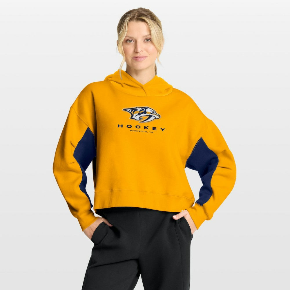 Nashville Predators Fanatics Women's Back Check Boxy Hoodie - Gold Hoodies