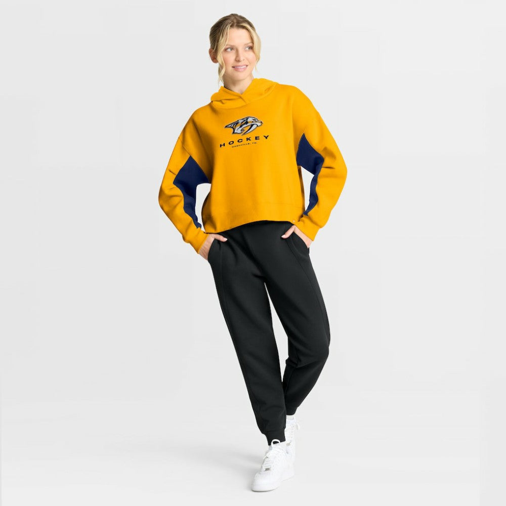 Nashville Predators Fanatics Women's Back Check Boxy Hoodie - Gold Hoodies