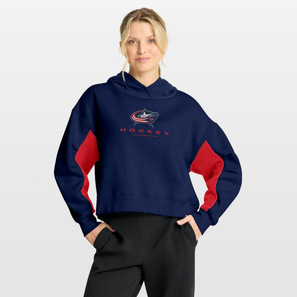 Columbus Blue Jackets Fanatics Women's Back Check Boxy Hoodie - Navy Hoodies