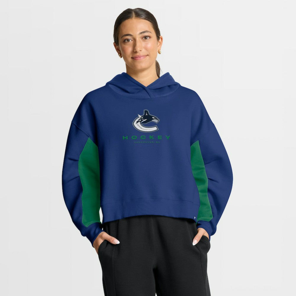 Vancouver Canucks Fanatics Women's Back Check Boxy Hoodie - Blue Hoodies
