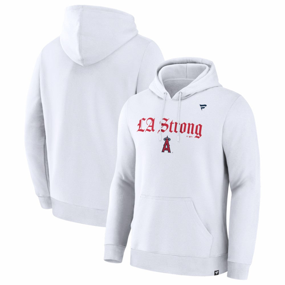 Los Angeles Angels Unisex LA Strong Premium Fleece Pullover Hoodie White