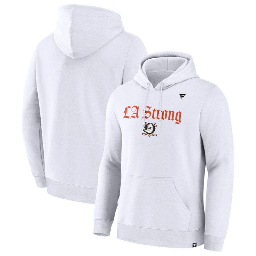 Anaheim Ducks Fanatics Unisex LA Strong Premium Fleece Pullover Hoodie - White Hoodies