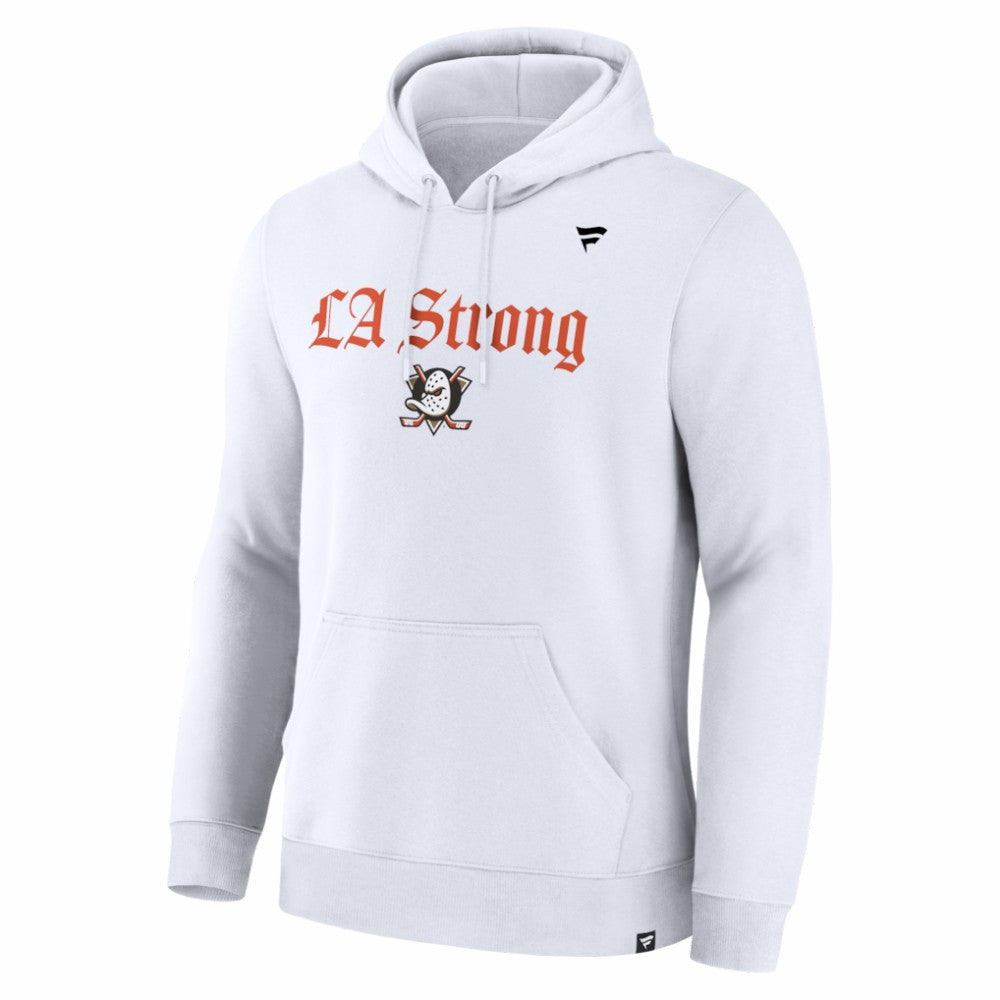 Anaheim Ducks Fanatics Unisex LA Strong Premium Fleece Pullover Hoodie - White Hoodies