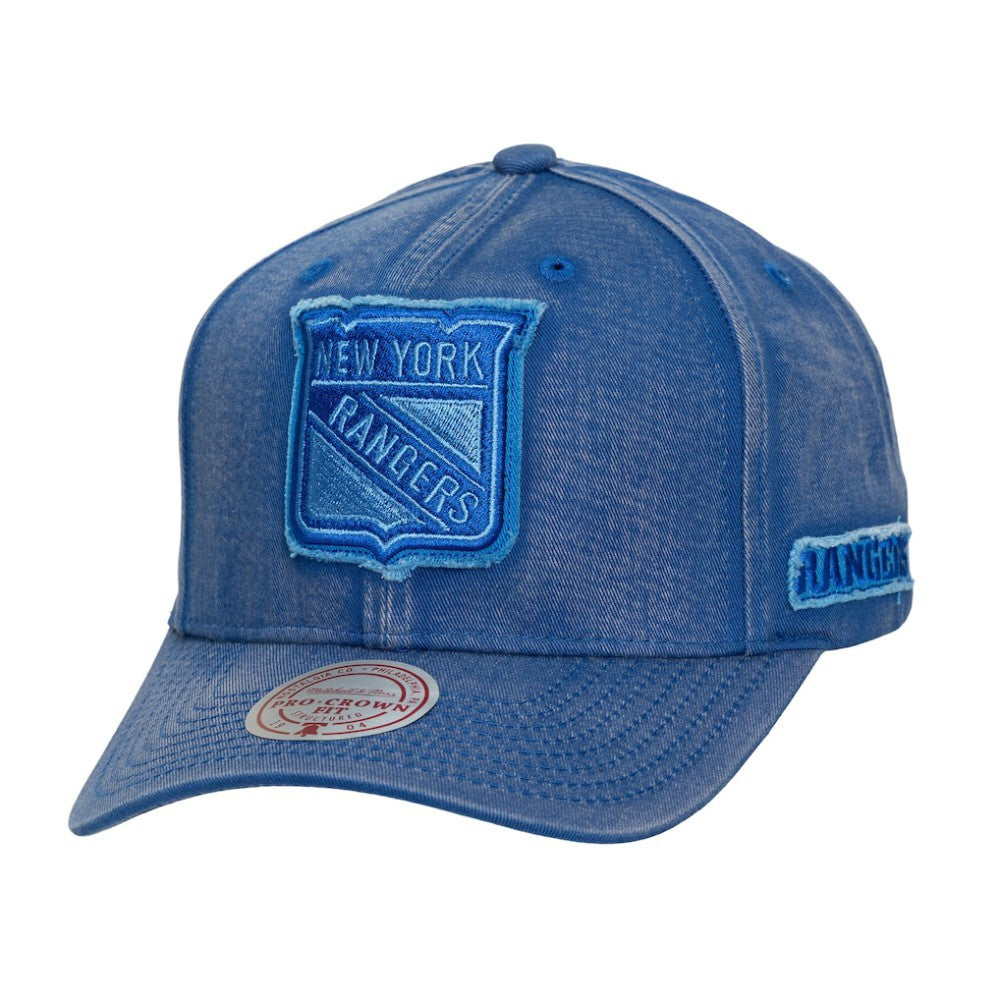 New York Rangers Mitchell & Ness Downtown Snow Wash Pro-Crown Adjustable Hat - Blue Hats