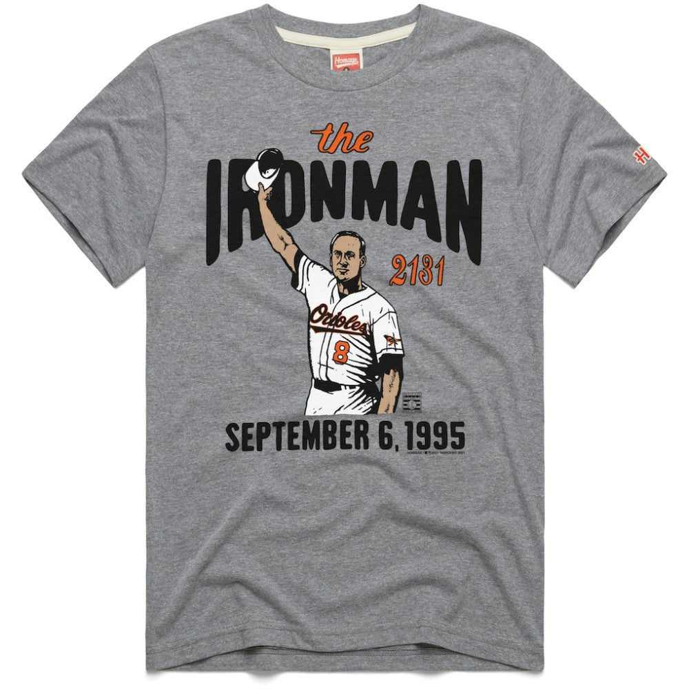Cal Ripken Jr. Baltimore Orioles Homage Graphic Player T-Shirt Gray