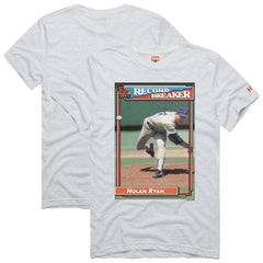 Nolan Ryan Texas Rangers Homage 1991 Topps Baseball Card Player T-Shirt Ash