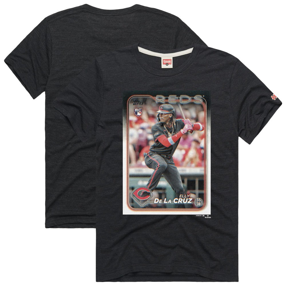 Elly De La Cruz Cincinnati Reds Homage 2024 Topps Baseball Card Player Tri-Blend T-Shirt Charcoal