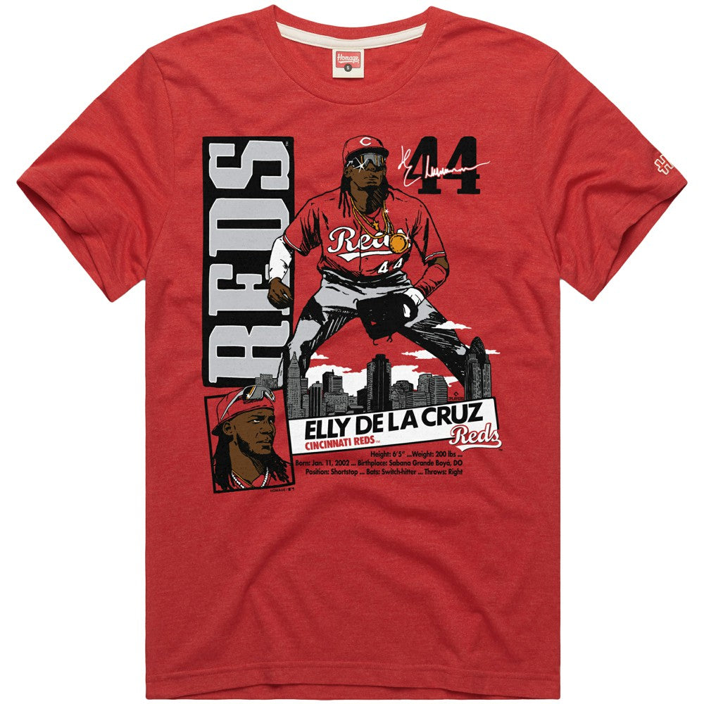Elly De La Cruz Cincinnati Reds Homage Graphic Player Tri-Blend T-Shirt Red