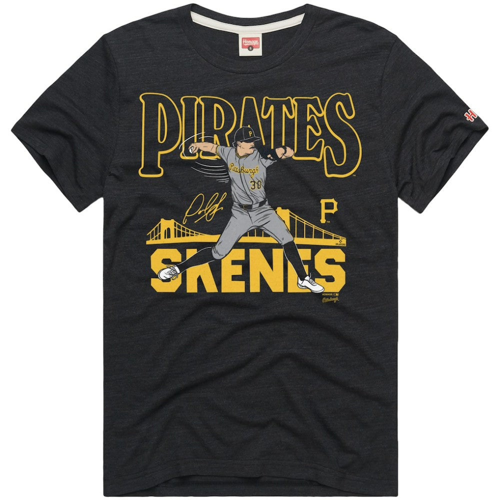 Paul Skenes Pittsburgh Pirates Homage Graphic Player Tri-Blend T-Shirt Charcoal