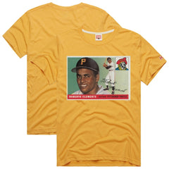 Roberto Clemente Pittsburgh Pirates Homage 1955 Topps Baseball Card Player Tri-Blend T-Shirt Gold