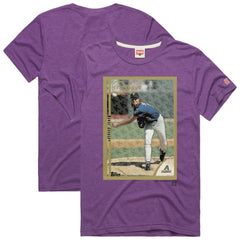 Randy Johnson Arizona Diamondbacks Homage 1999 Topps Baseball Card Player T-Shirt Purple