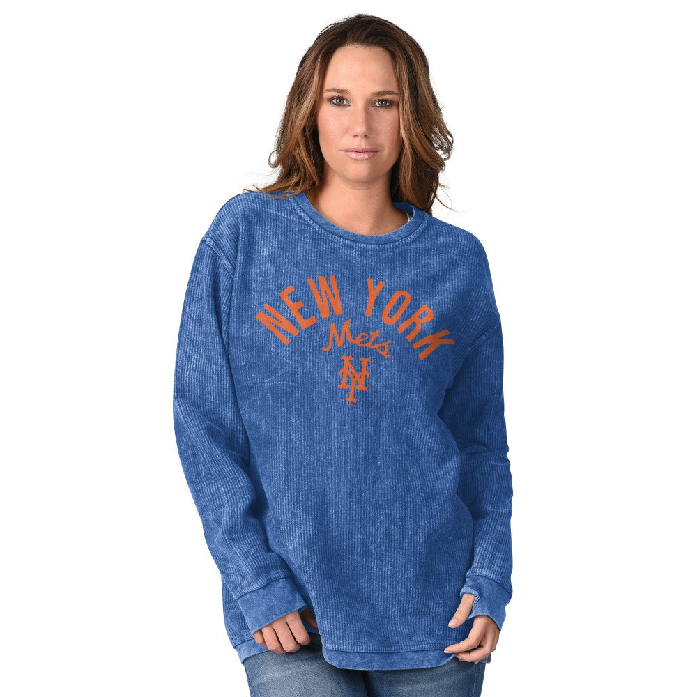 New York Mets G-III 4Her by Carl Banks Women's Comfy Cord Pullover Sweatshirt Royal