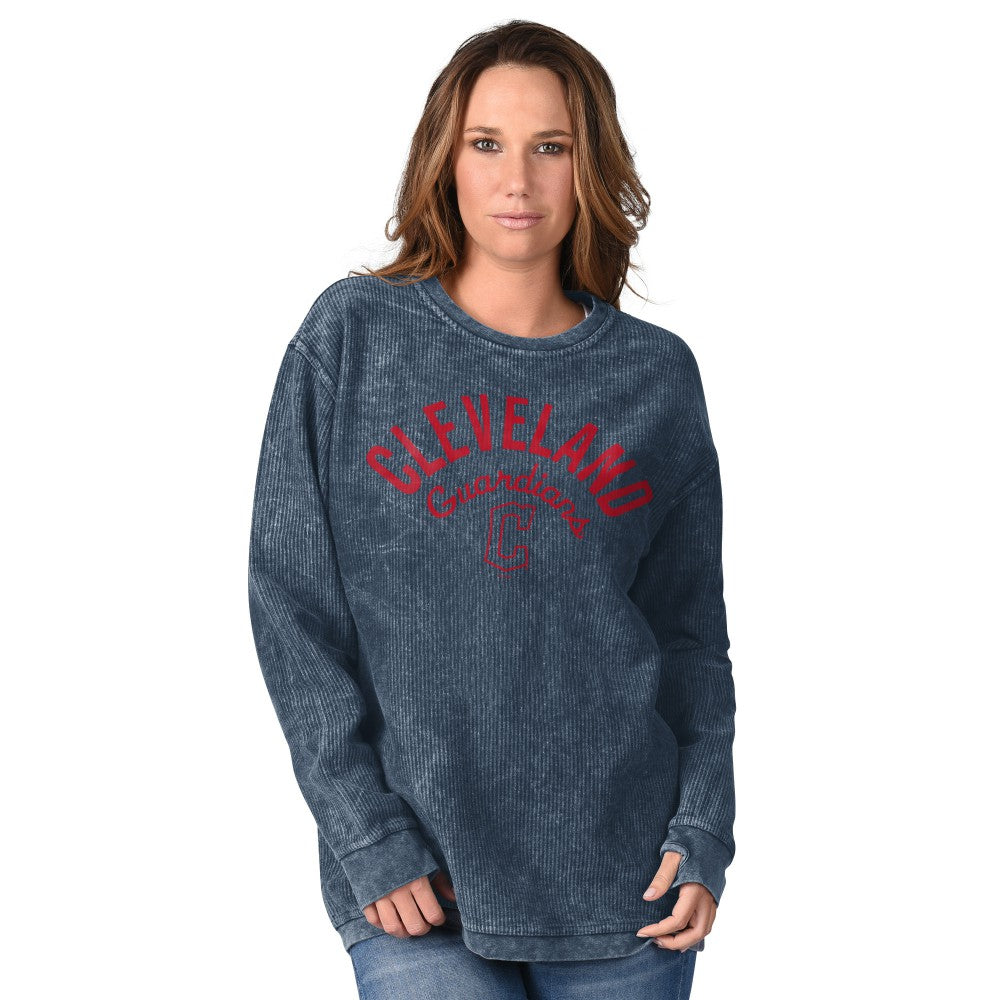 Cleveland Guardians G-III 4Her by Carl Banks Women's Comfy Cord Pullover Sweatshirt Navy