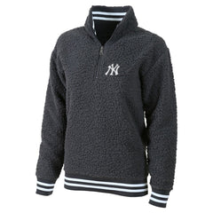 New York Yankees G-III 4Her by Carl Banks Women's Play Action Sherpa Fleece Quarter-Zip Jacket Gray