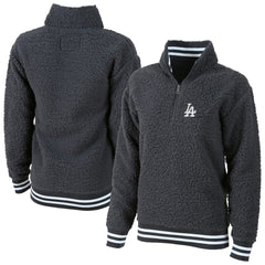 Los Angeles Dodgers G-III 4Her by Carl Banks Women's Play Action Sherpa Fleece Quarter-Zip Jacket Gray